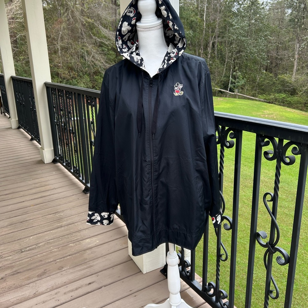 Disney Black Hooded Rain Jacket with Character Print, 1X
